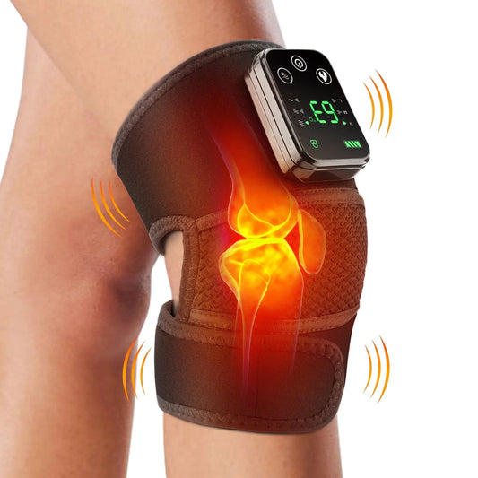 Experience Ultimate Relief with Our 3-In-1 Heated Knee Massager - Adjustable Vibration & Temperature Control for All-Day Comfort
